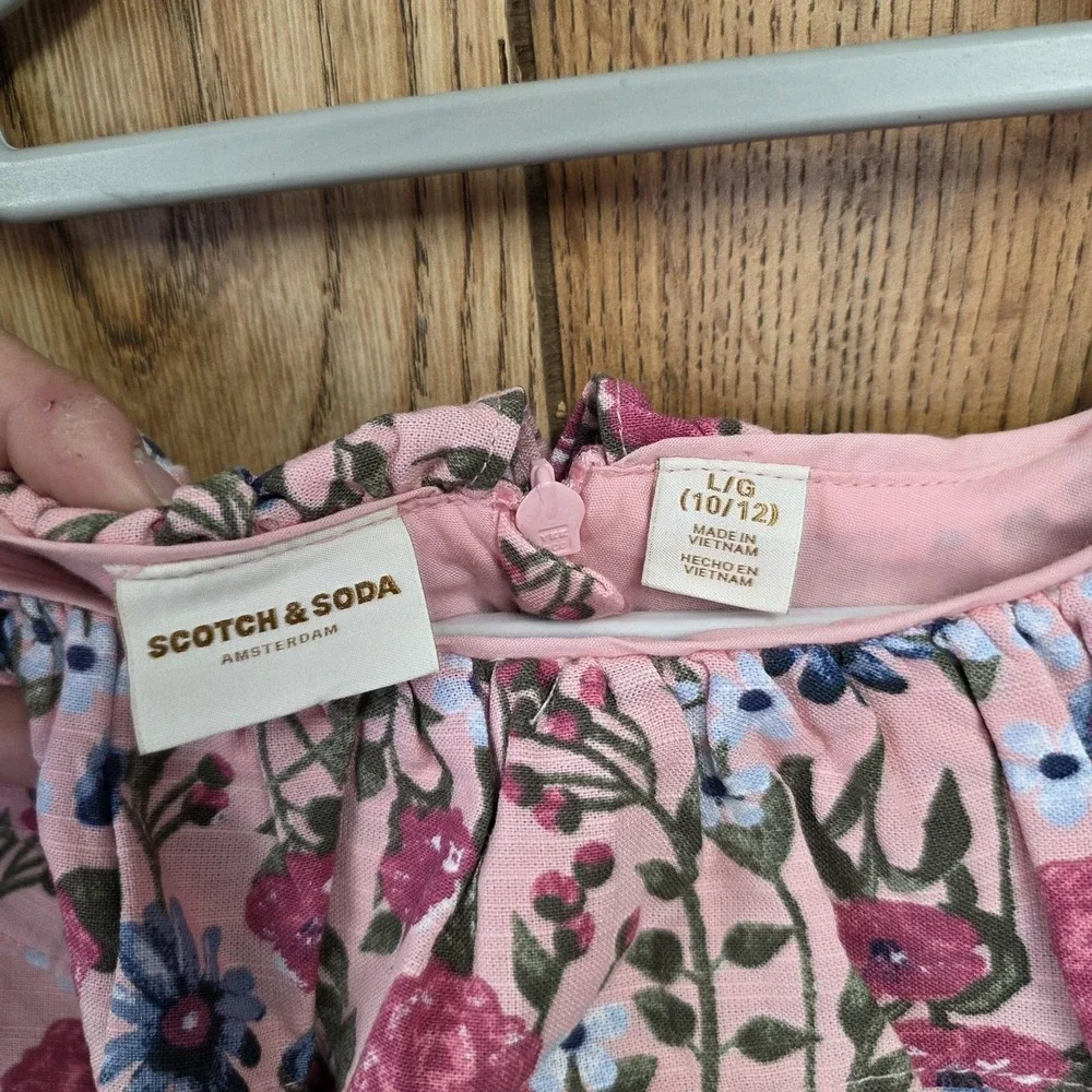 Scotch & Soda Dress Girls 10/12 Pink Floral Ruffle Fit & Flare Party Spring
